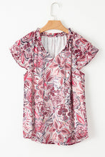 Load image into Gallery viewer, Printed Tie Neck Cap Sleeve Blouse