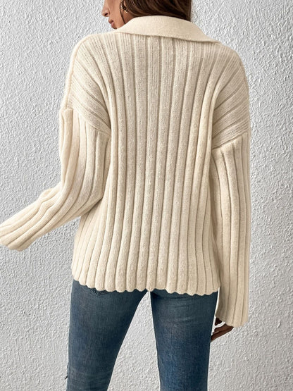 Johnny Collar Long Sleeve Sweater