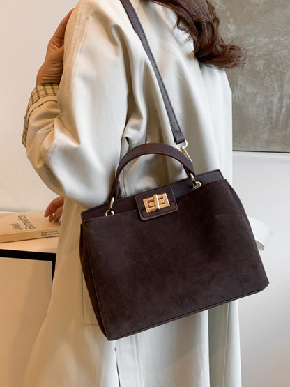 Solid Color Handbag with Removable Strap