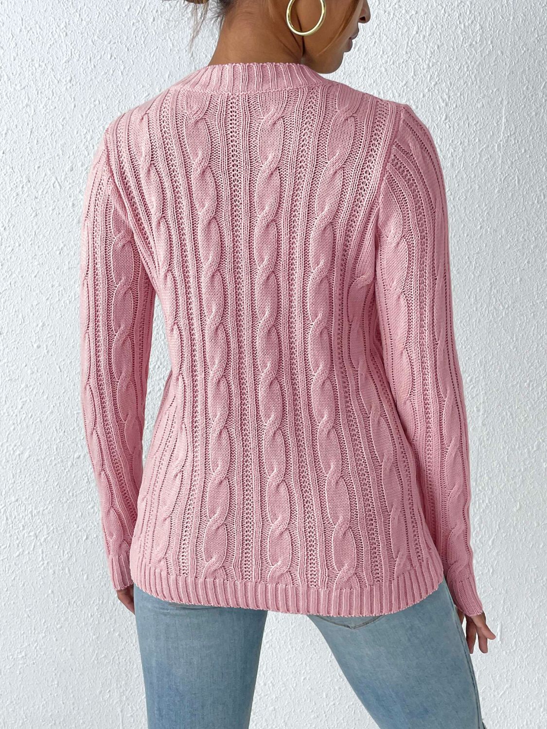 Cable-Knit Round Neck Sweater