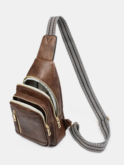 PU Leather Adjustable Strap Crossbody Bag