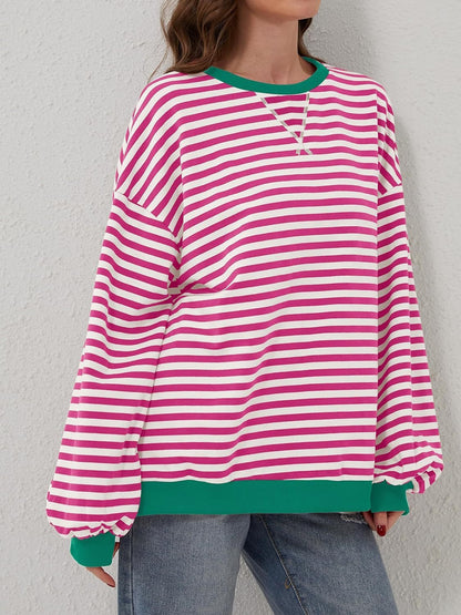 Contrast Striped Long Sleeve Sweatshirt