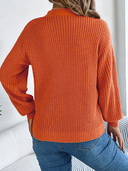 Cutout V-Neck Long Sleeve Sweater