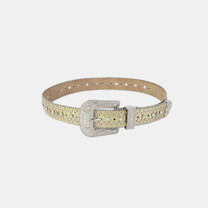 Rhinestone PU Leather Belt