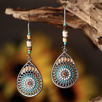 Alloy Oil Drip Beaded Teardrop Earrings