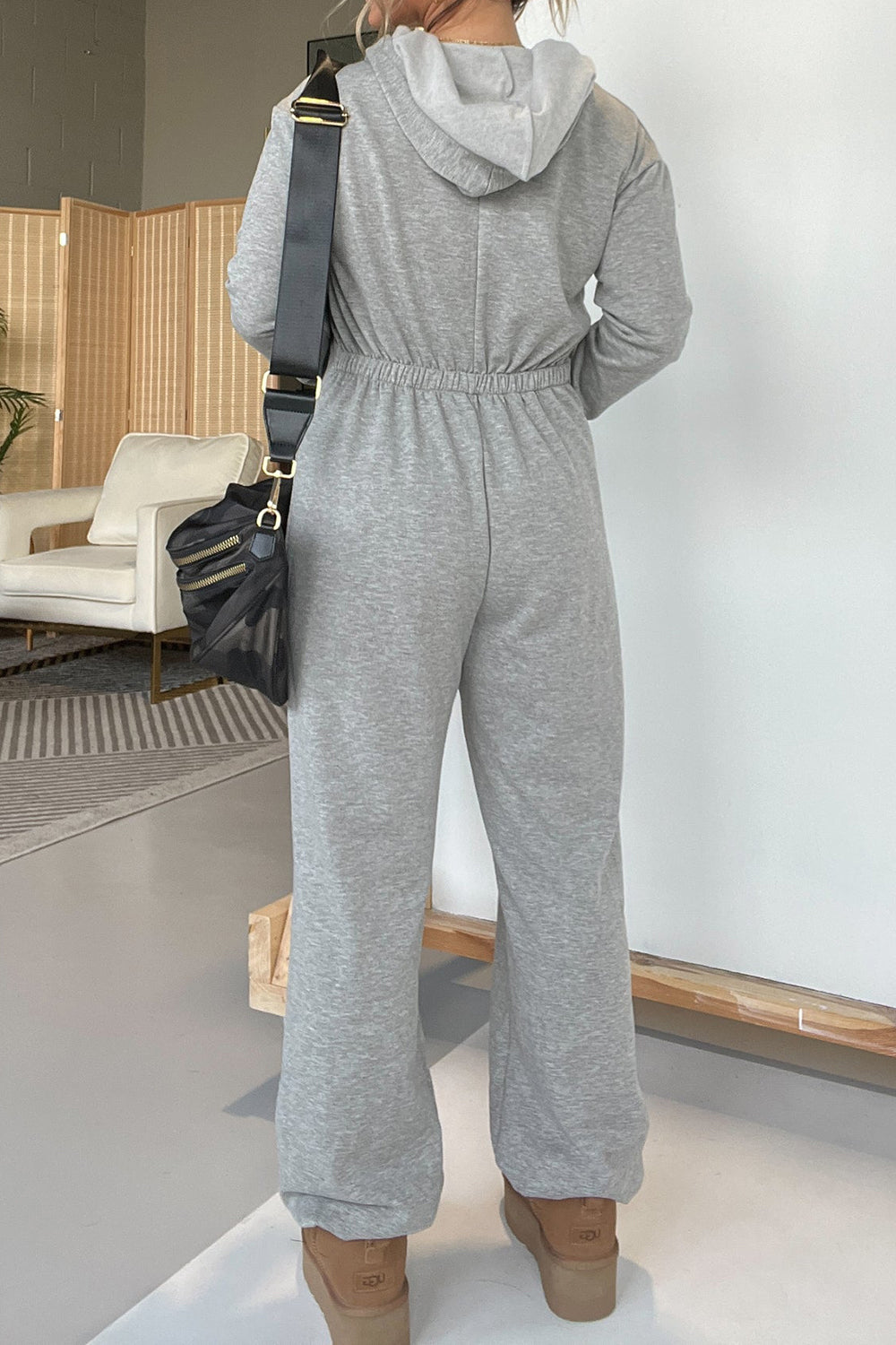 Full Size Drawstring Long Sleeve Jumpsuit