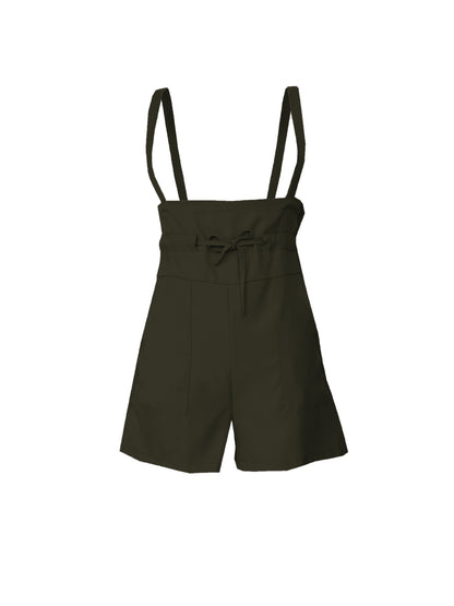 Drawstring Wide Strap Overalls with Pockets