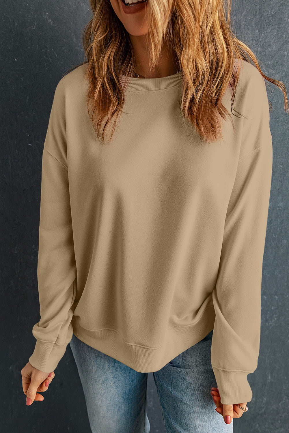 Round Neck Dropped Shoulder Sweatshirt