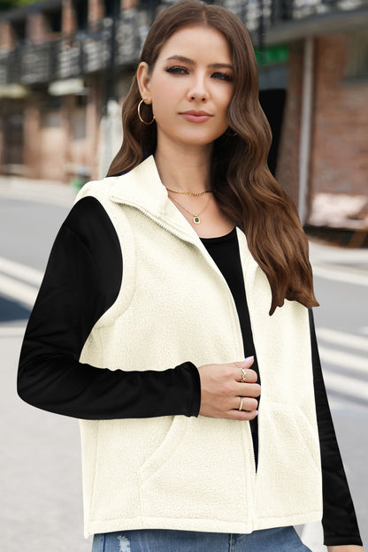 Zip Up Vest Coat with Pockets