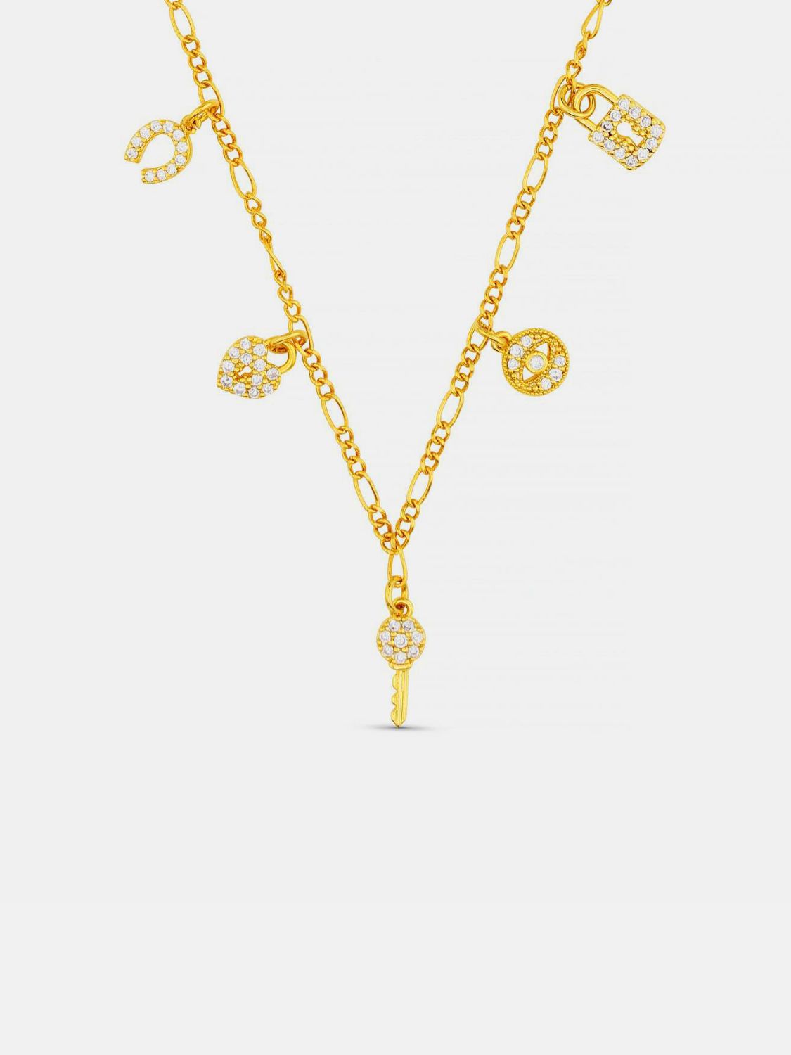 14K Gold-Plated Copper Zircon Pendant Necklace