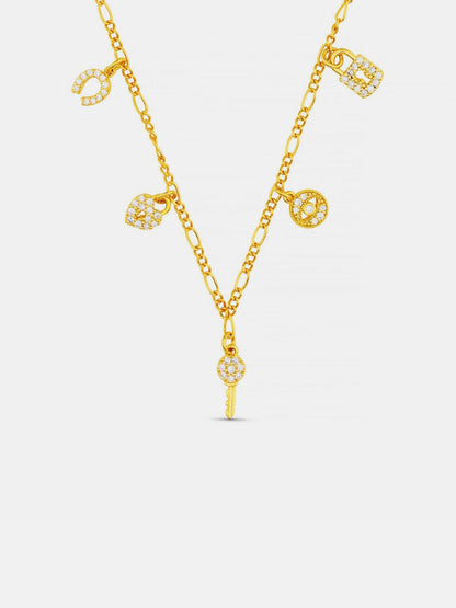 14K Gold-Plated Copper Zircon Pendant Necklace