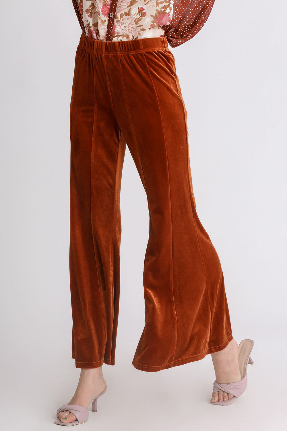 Umgee High Rise Elastic Waist Flare Pants