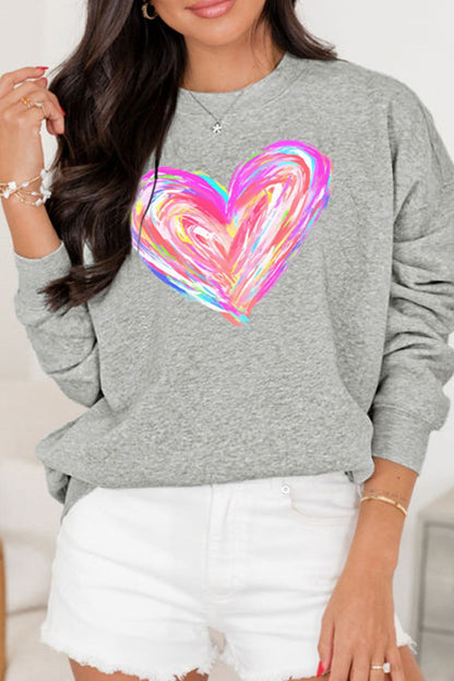 Valentine’s Day Heart Round Neck Drop Shoulder Sweatshirt