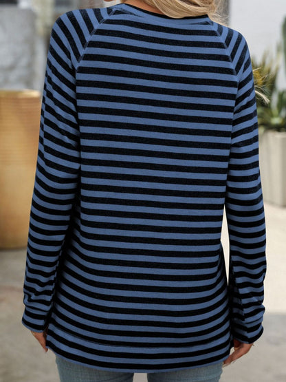 Striped Round Neck Long Sleeve T-Shirt