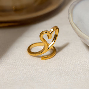 Stainless Steel Cutout Heart Bypass Ring