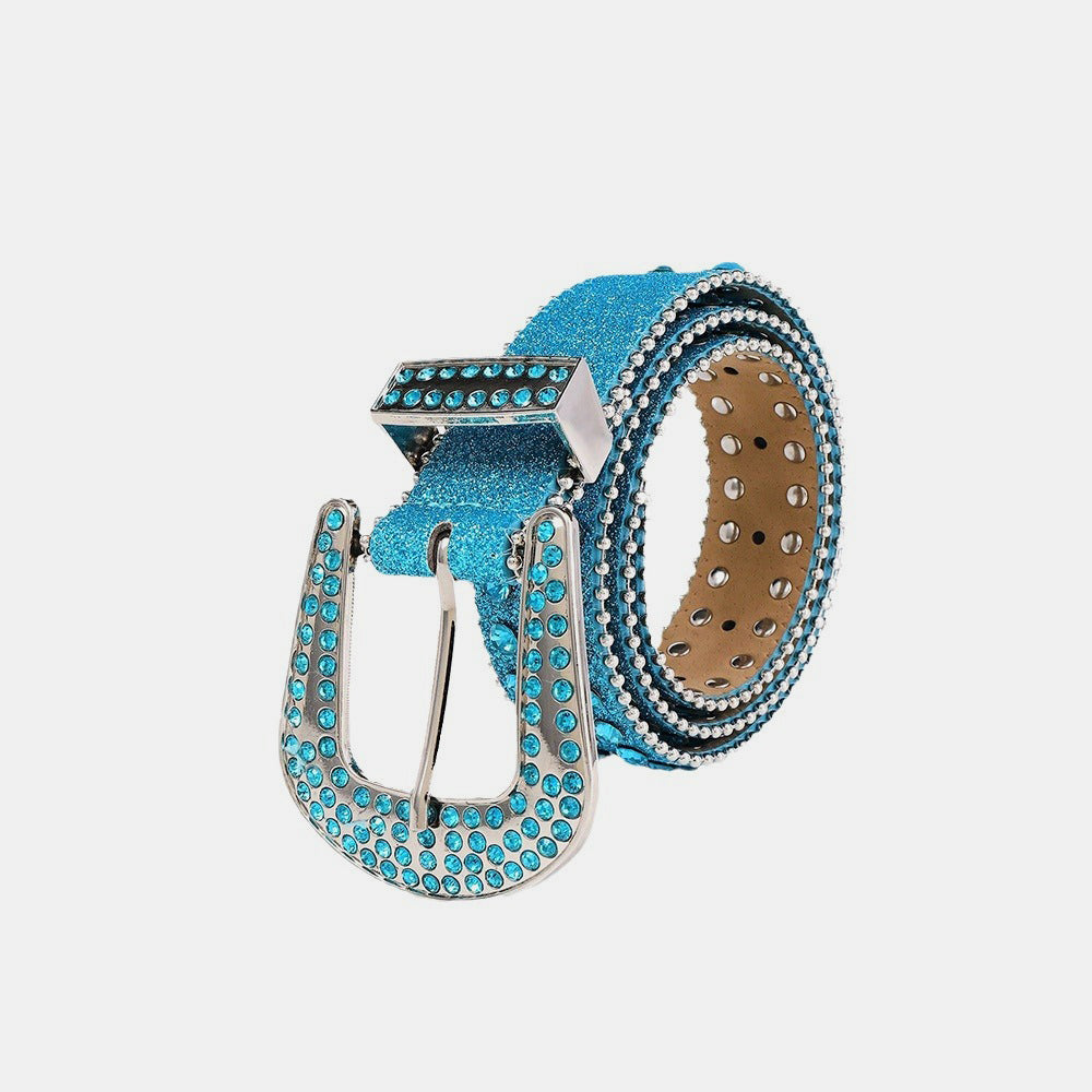 Rhinestone PU Leather Belt