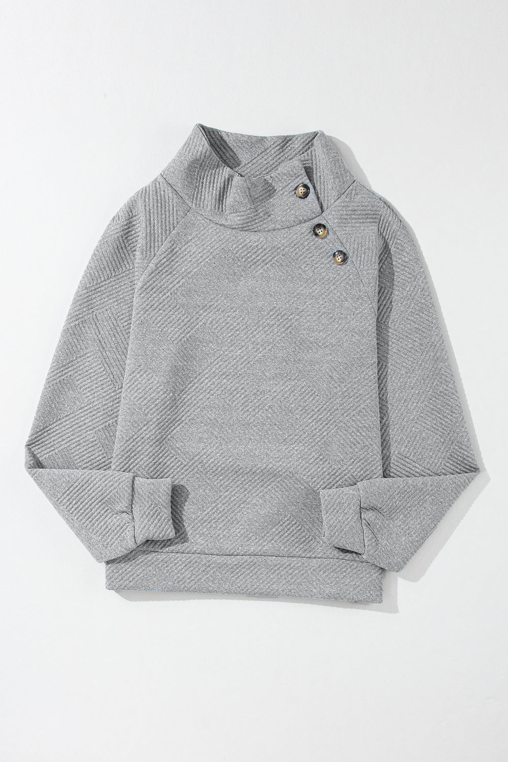 Textured Turtleneck Long Sleeve Sweatshirt