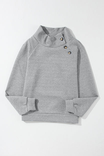 Textured Turtleneck Long Sleeve Sweatshirt