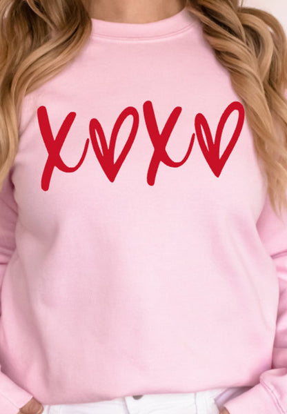 Valentine’s Day XOXO Round Neck Drop Shoulder Sweatshirt