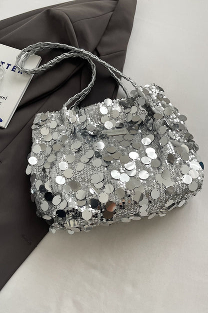 Sequin Braided Strap Shoulder Bag