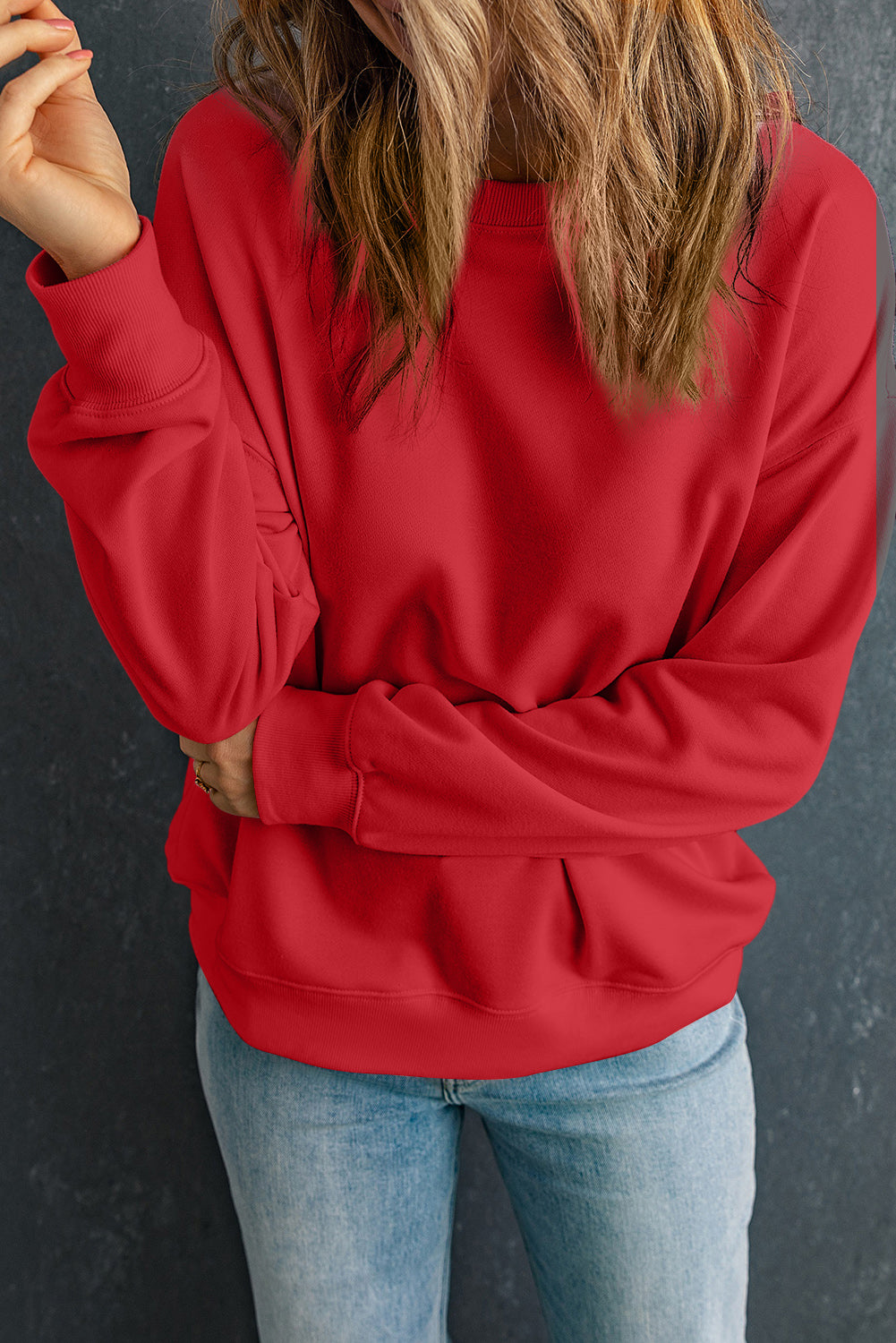 Round Neck Dropped Shoulder Sweatshirt