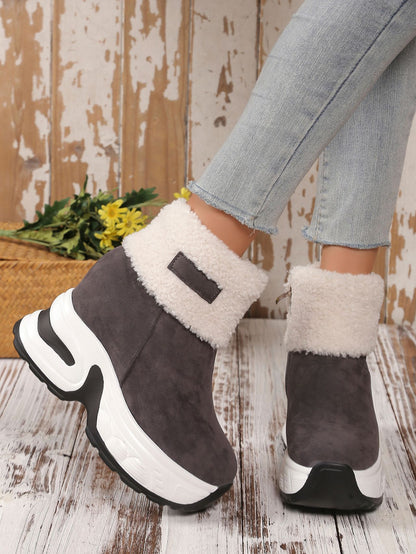 Faux Fur Round Toe Platform Boots