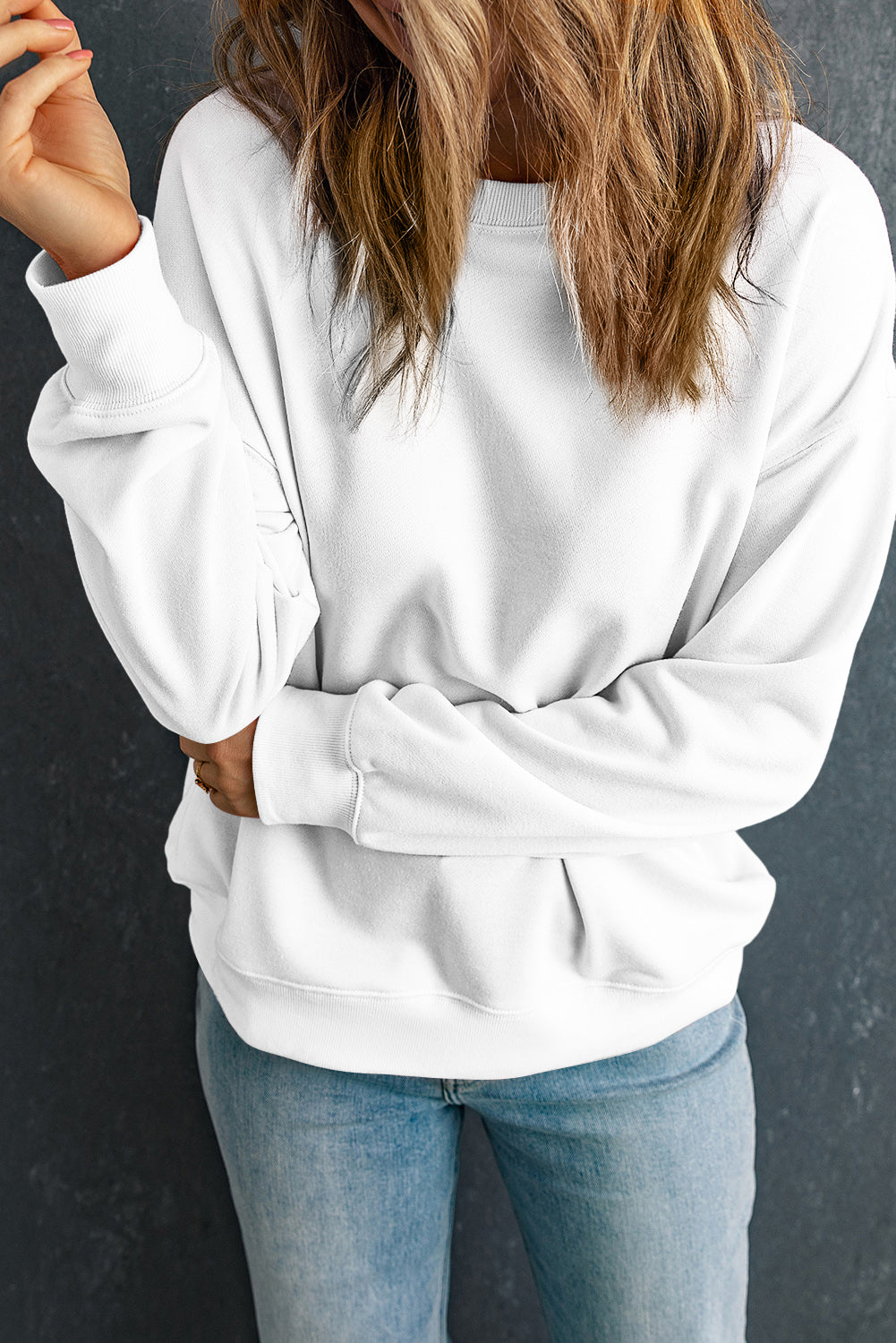 Round Neck Dropped Shoulder Sweatshirt