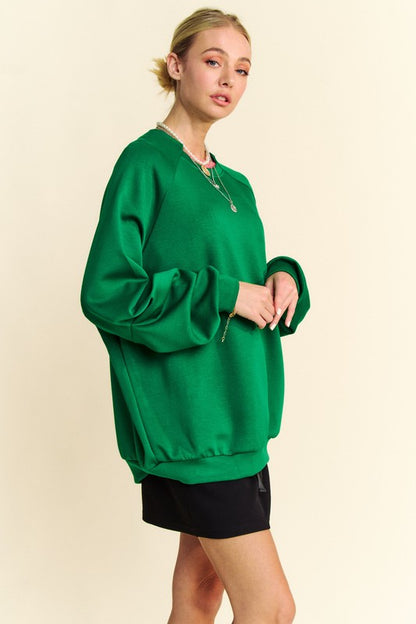 Davi & Dani Round Neck Raglan Sleeve Sweatshirt