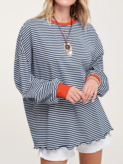 Contrast Striped Long Sleeve Sweatshirt