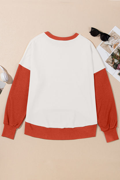 Contrast Round Neck Long Sleeve Sweatshirt