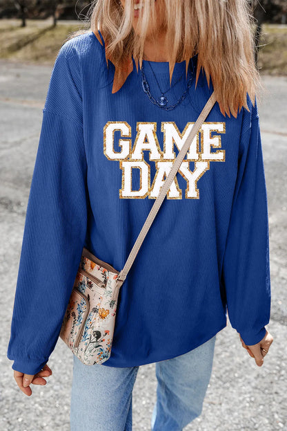 GAME DAY Round Neck Long Sleeve Sweatshirt