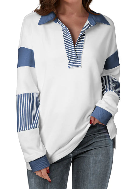 Collared Neck Long Sleeve Sweatshirt