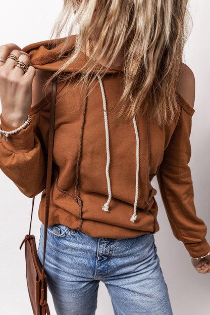 Cold Shoulder Long Sleeve Hoodie