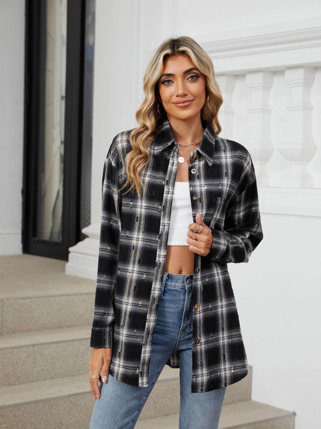 Plaid Button Up Long Sleeve Shirt