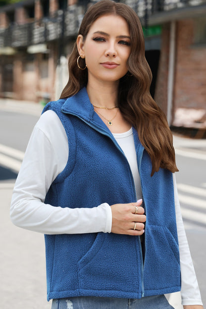 Zip Up Vest Coat with Pockets