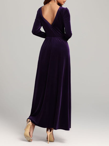 Velvet Square Neck Long Sleeve Dress