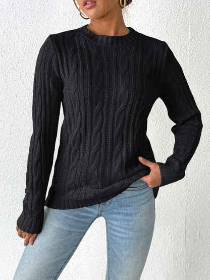 Cable-Knit Round Neck Sweater