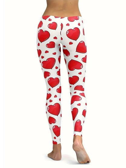 Heart Print Skinny Pants