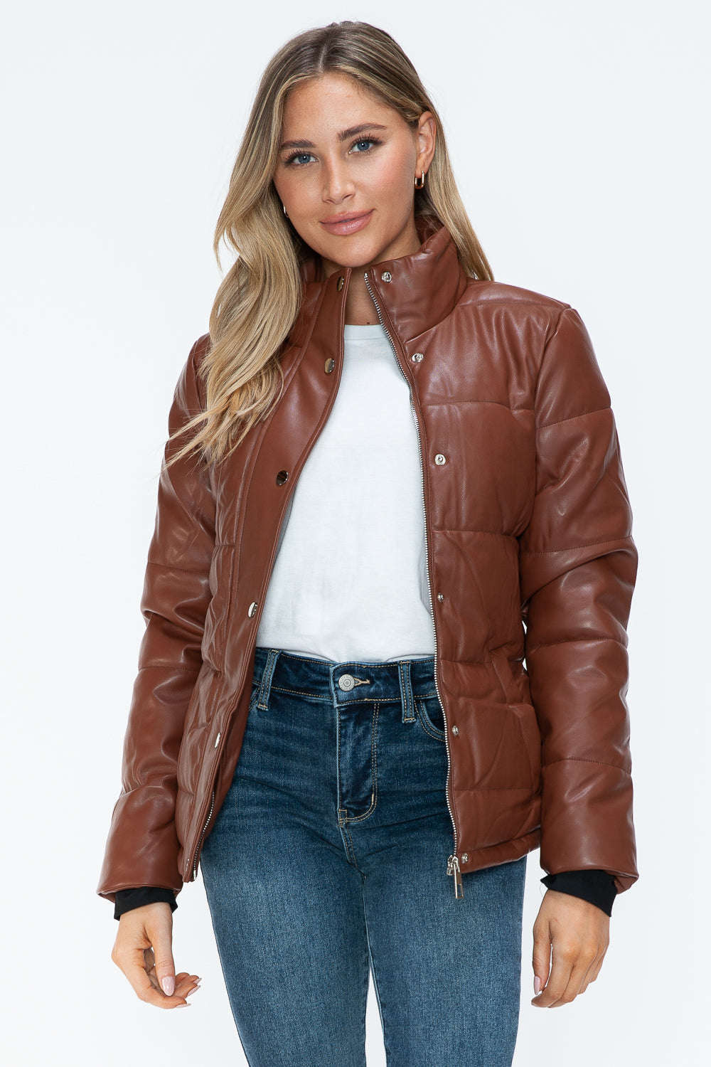 YMI Pocketed Zip Up Turtleneck Puffer Jacket