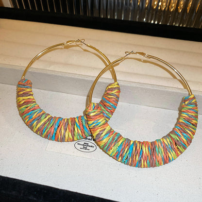 Alloy Grass Vine Hoop Earrings