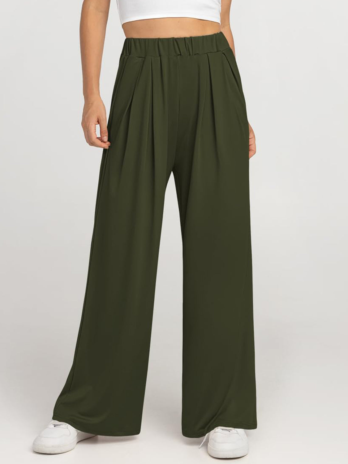 Elastic Waist Wide Leg Pants