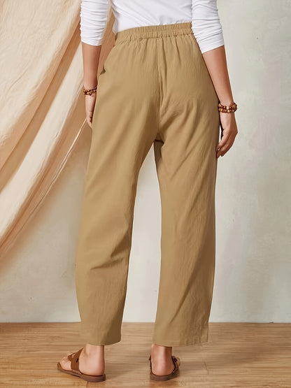 Full Size Elastic Waist Pants with Pockets