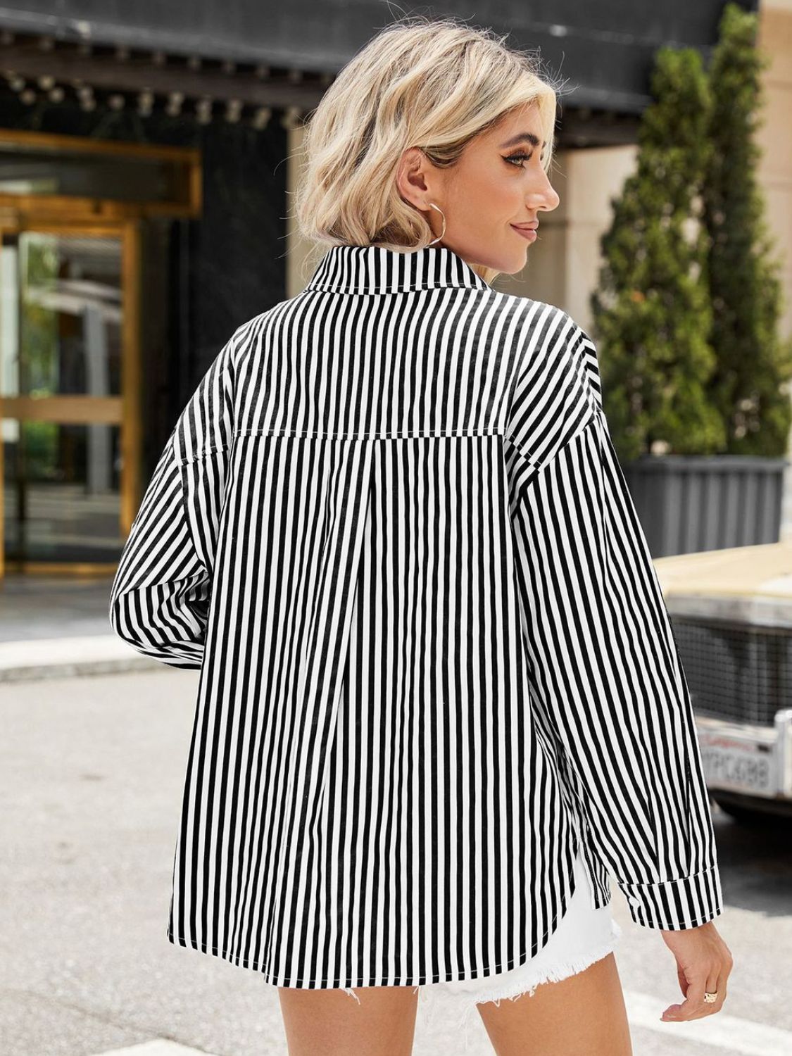 Striped Button Up Long Sleeve Shirt