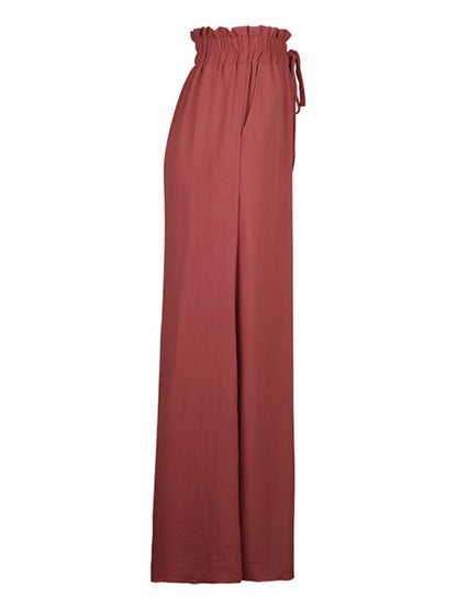 Perfee Frill Tied Wide Leg Pants