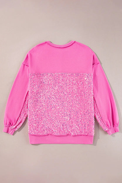 Sequin Half Button Long Sleeve Sweatshirt