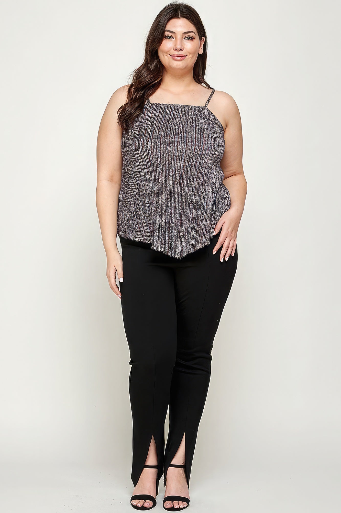 Metallic Stripe Handkerchief Plus Size Top