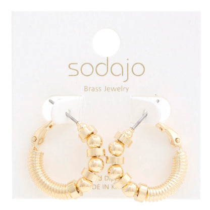 Sodajo Ball Bead Link Gold Dipped Hoop Earring