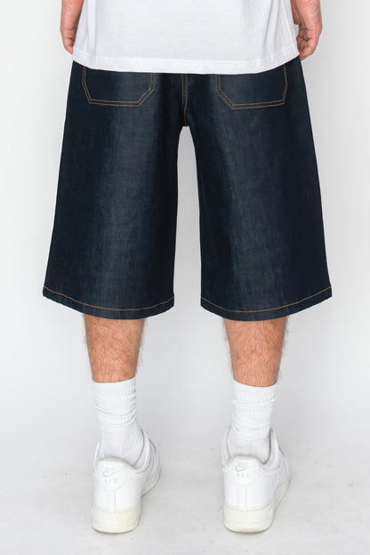 Baggy Fit Raw Denim Shorts