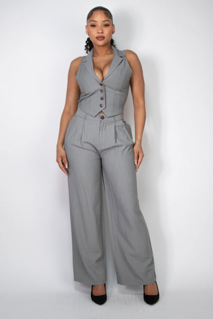 High-rise Stripe Wide Leg Pants