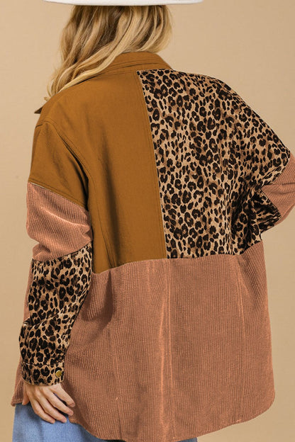 High-Low Leopard Snap Down Shacket